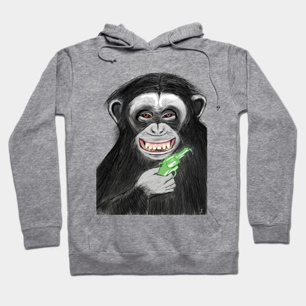 chimpanzee with watergun Hoodie by msmart